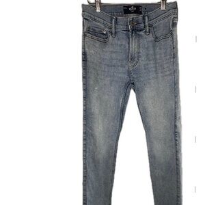 Men Hollister Light Wash Blue Skinny Jeans Sz 30X32 Bin E